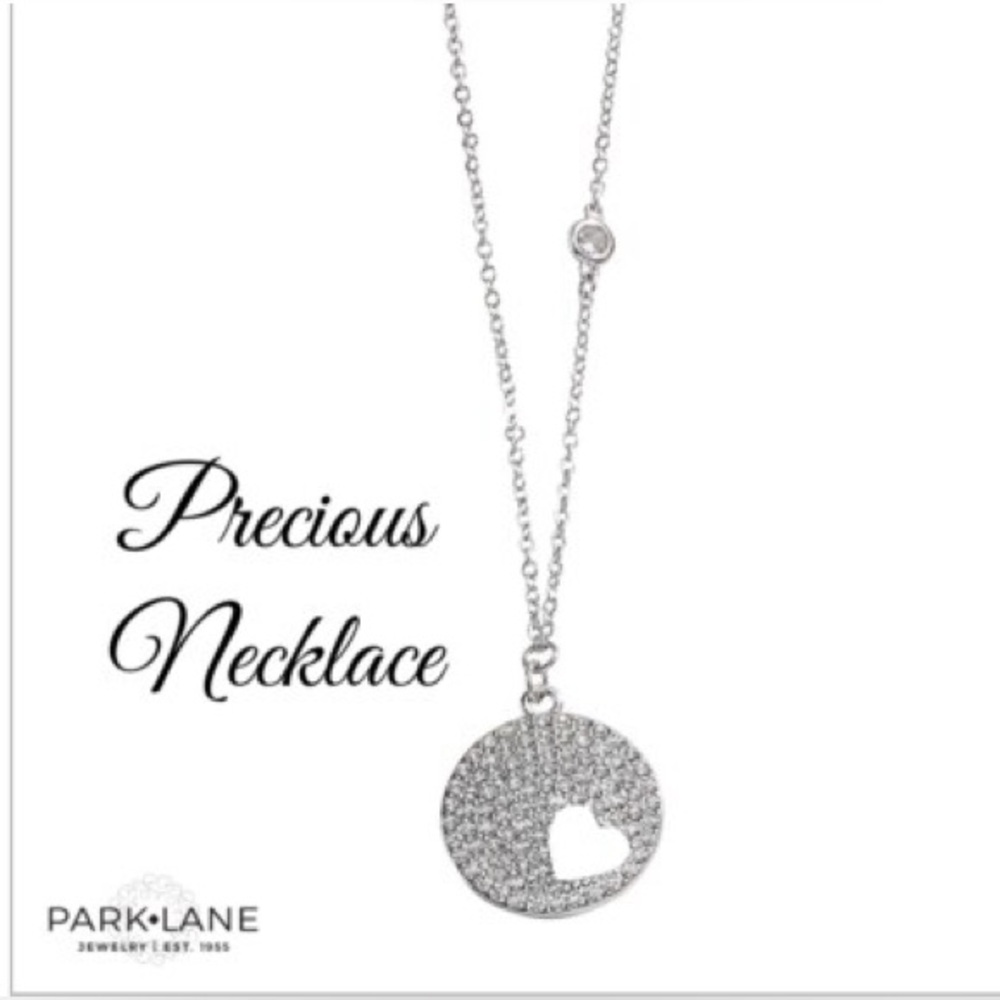 Park Lane Silver Crystal Heart Cutout Pendant Necklace
